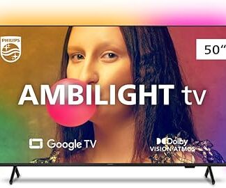 Smart TV Philips Ambilight 50" 4K 50PUG7908/78, Google TV, Comando de Voz, Dolby Vision/Atmos, VRR/ALLM, Bluetooth