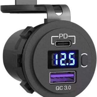 Tomada Carregador Carro Usb Tipo C Pd 3.0 Voltímetro